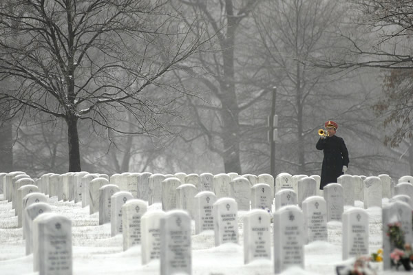 Arlington Cemetery in winter near where Rasevic provides Arlington County Snow Removal Services